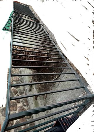 Barandilla metálica exterior con puerta