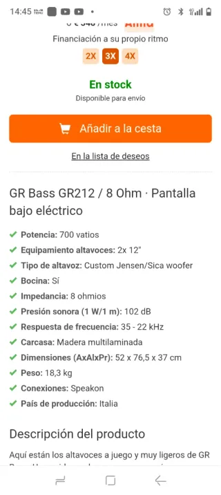 Pantalla de bajo GR Bass