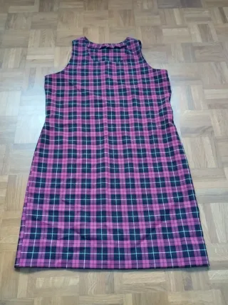 Vestido mujer tipo Pichi Cuadros Rosa y Negro