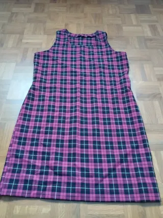 Vestido mujer tipo Pichi Cuadros Rosa y Negro