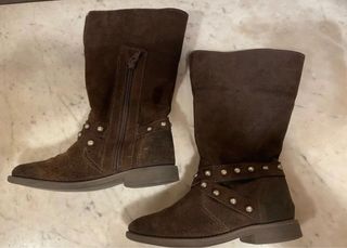 Stivaletti Zara camoscio pelliccia borchie