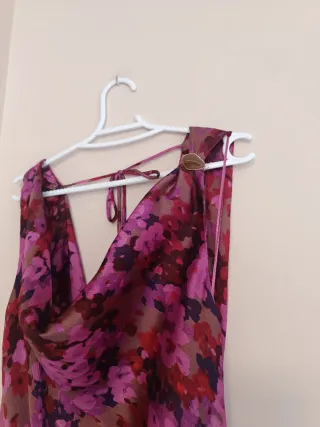 Vestido midi largo estampado flores Zara