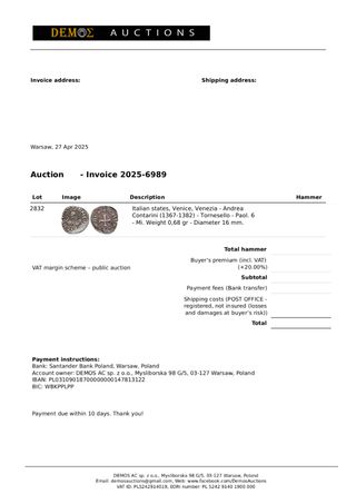 Tornesello Venezia Andrea Contarini 1367-1382