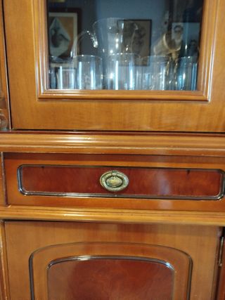 Mueble de salón vintage madera y cristal