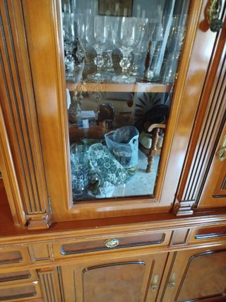 Mueble de salón vintage madera y cristal