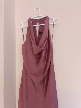 Vestido Zara midi largo combinado plisado