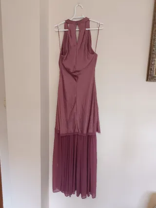 Vestido Zara midi largo combinado plisado