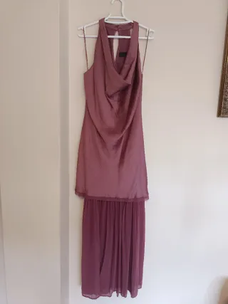 Vestido Zara midi largo combinado plisado