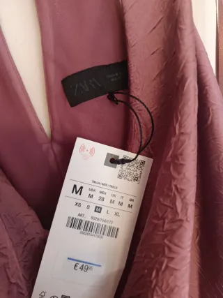 Vestido Zara midi largo combinado plisado