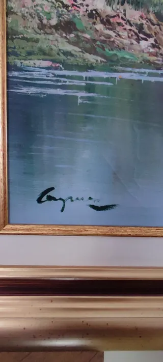 Cuadro pintura al óleo con marco