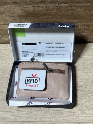 Monedero Lois Piel Beige RFID