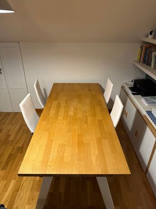 Mesa Comedor Madera + 4 Sillas Blancas