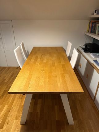 Mesa Comedor Madera + 4 Sillas Blancas