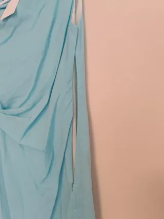 Vestido midi Zara asimétrico con aplique con lino