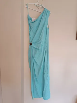 Vestido midi Zara asimétrico con aplique con lino