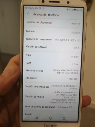 Honor 7S Blanco y champán