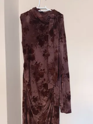 Vestido largo estampado flocado pañuelo flores