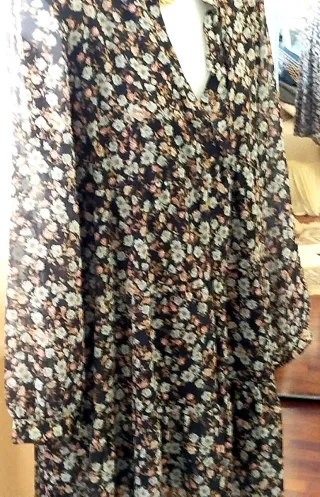 Abito donna fantasia floreale nero taglia S