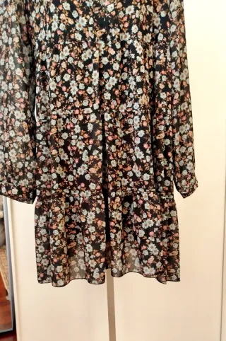 Abito donna fantasia floreale nero taglia S