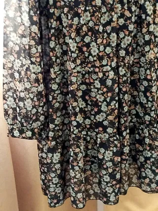 Abito donna fantasia floreale nero taglia S