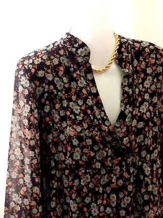 Abito donna fantasia floreale nero taglia S
