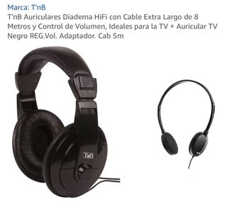 Auriculares TV Cable Largo 8m