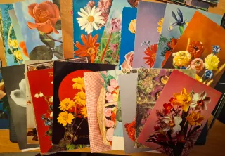 89 cartoline fotografiche con fiori