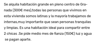 Se alquila habitación a mujer latina