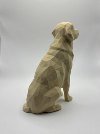 Low Poly Golden Retriever Statue - Modern Geometri