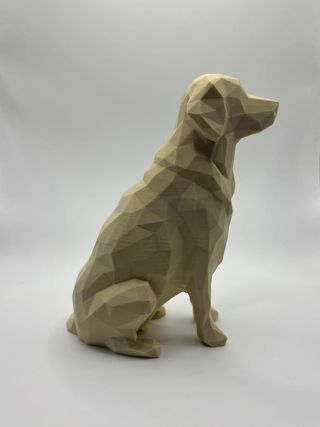 Low Poly Golden Retriever Statue - Modern Geometri