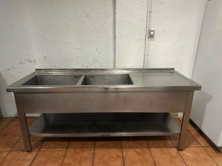 Fregadero industrial doble seno