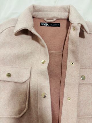 Chaqueta Zara Oversize Rosa Suave Talla Única