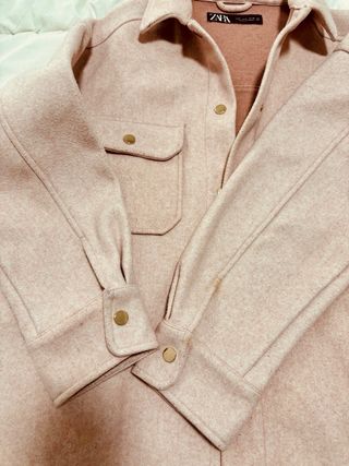 Chaqueta Zara Oversize Rosa Suave Talla Única