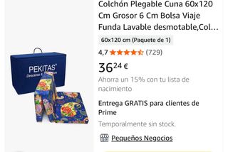 PEKITAS Colchón Cuna Viaje Plegable