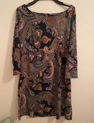 Vestido estampado paisley manga larga