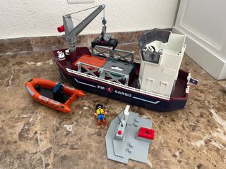 Lote Playmobil: Barco, Grúa y Carretilla