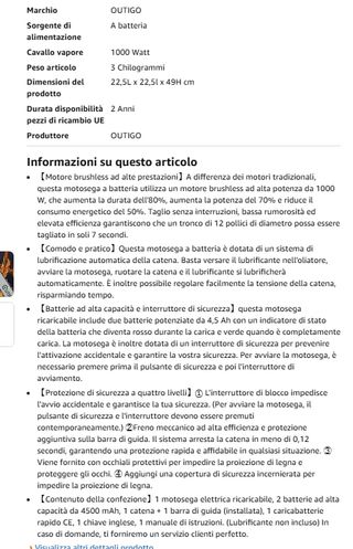 Motosega a batteria 12 pollici