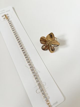 Tennis bracelet e anello fiore