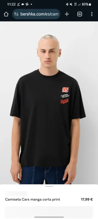 Camiseta Cars Lightning McQueen Bershka Talla XL