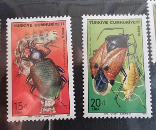 Lotto 9 francobolli tematici Turchia 1980 insetti