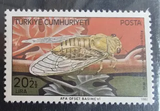 Lotto 9 francobolli tematici Turchia 1980 insetti