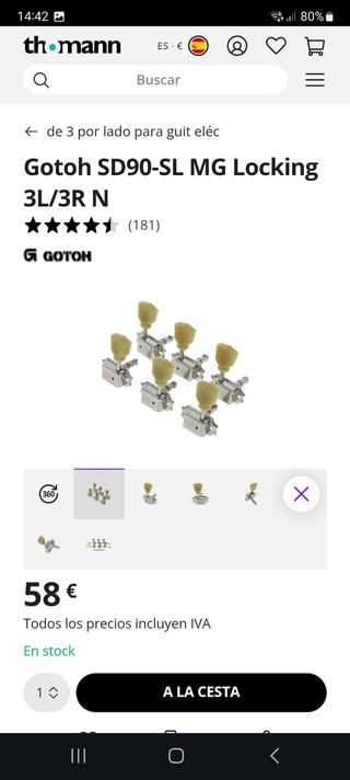 Clavijeros Guitarra Gotoh SD90-SL MG Locking 3+3