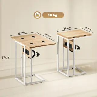 Mesa Auxiliar Sofá Plegable Madera y Metal