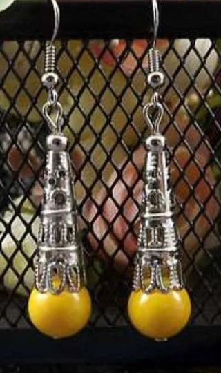 Pendientes Étnicos Plata y Jade Amarillo