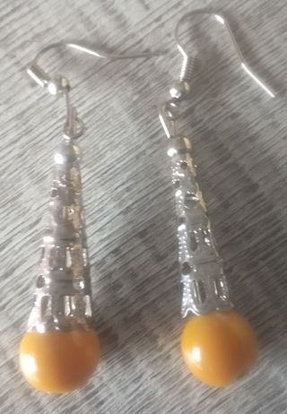 Pendientes Étnicos Plata y Jade Amarillo