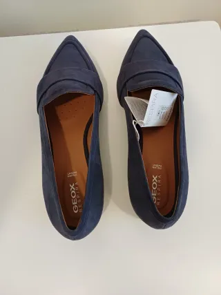 Mocasines Geox Mujer Ante Azul Talla 39.5