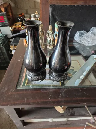 2 Vasi Cinesi Neri Decorati