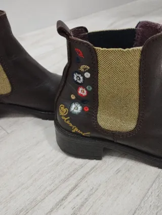 Botines Desigual Talla 36 Marrón Flores