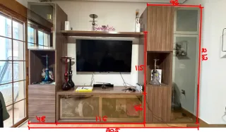 Mueble de salón madera y cristal negociable