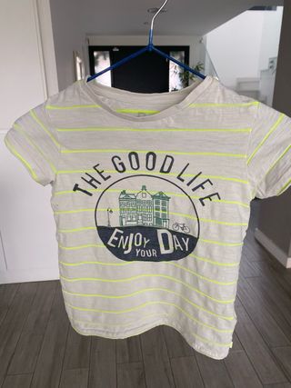 Camiseta Okaidi 6 años rayas amarillas